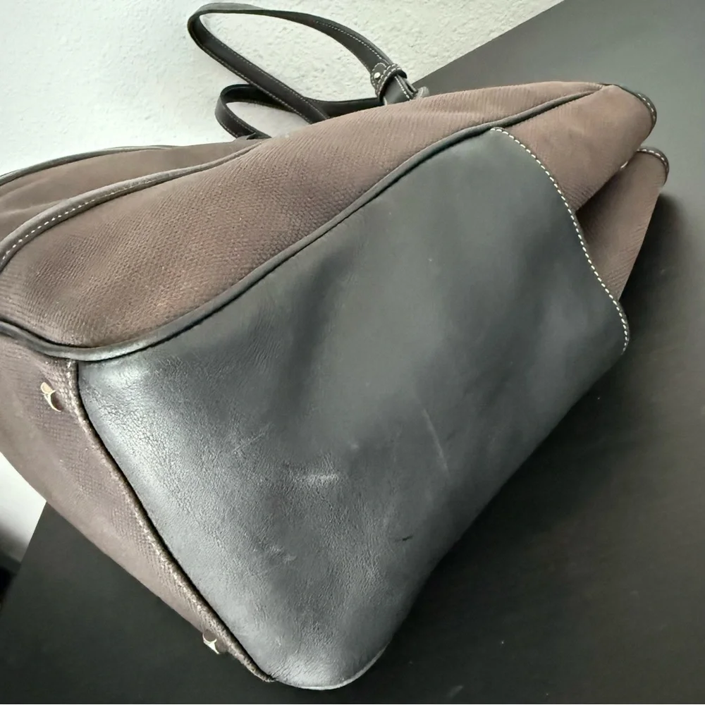 Salvatore Ferragamo Canvas Leather Tote Shoulder Bag